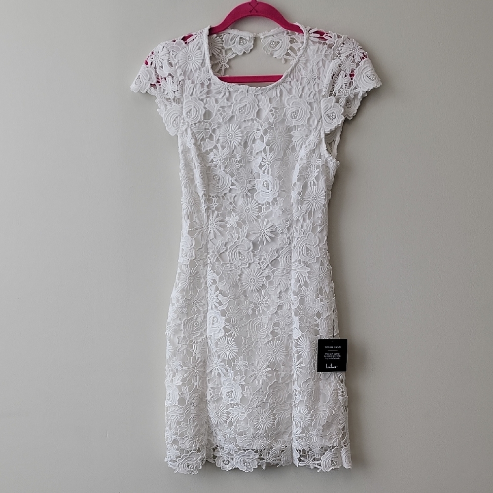Lulu's Ivory Floral Lace Mini Dress